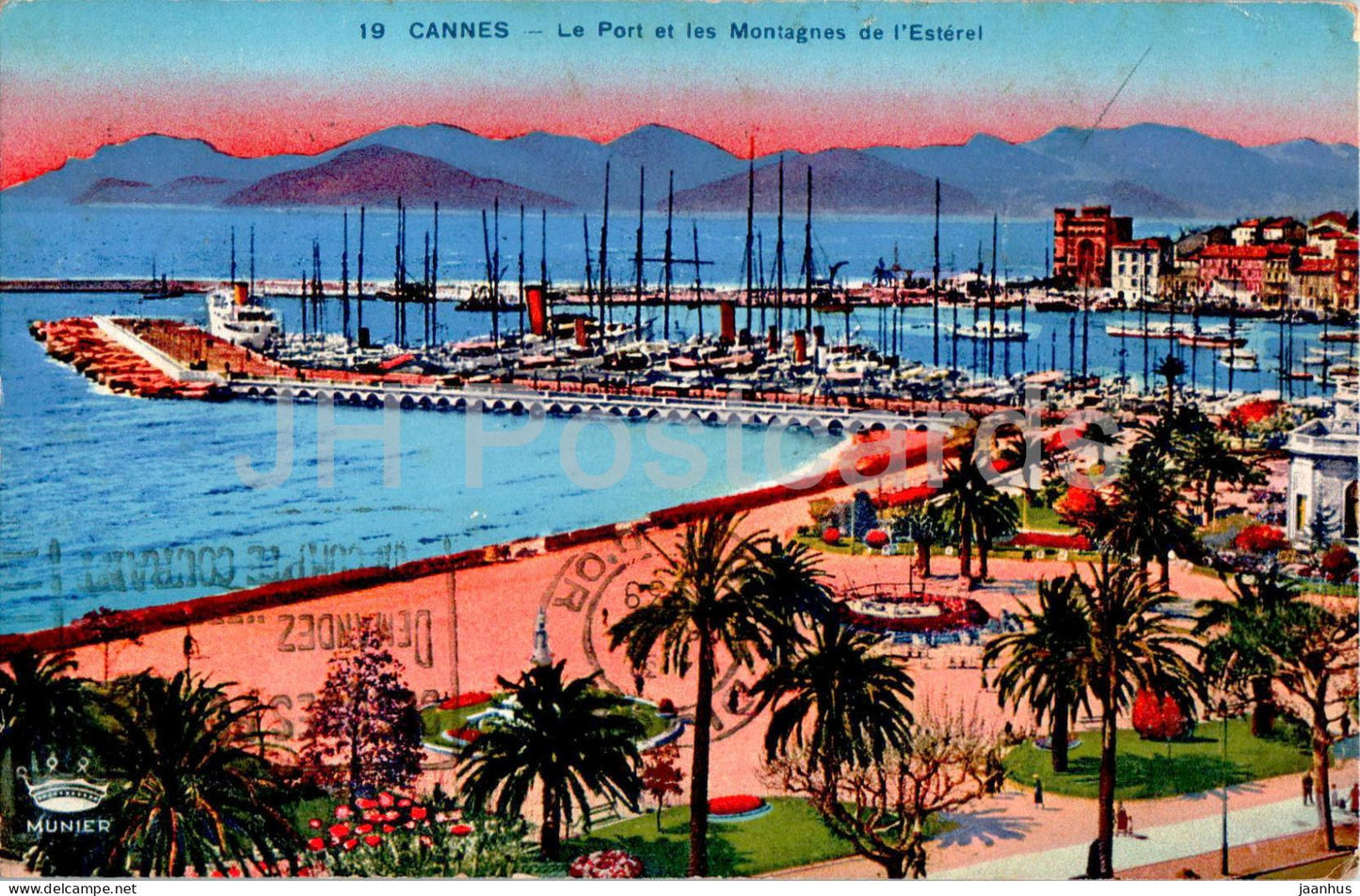 Cannes - Le Port et les Montagnes de l'Esterel - 19 - old postcard - 1939 - France - used - JH Postcards