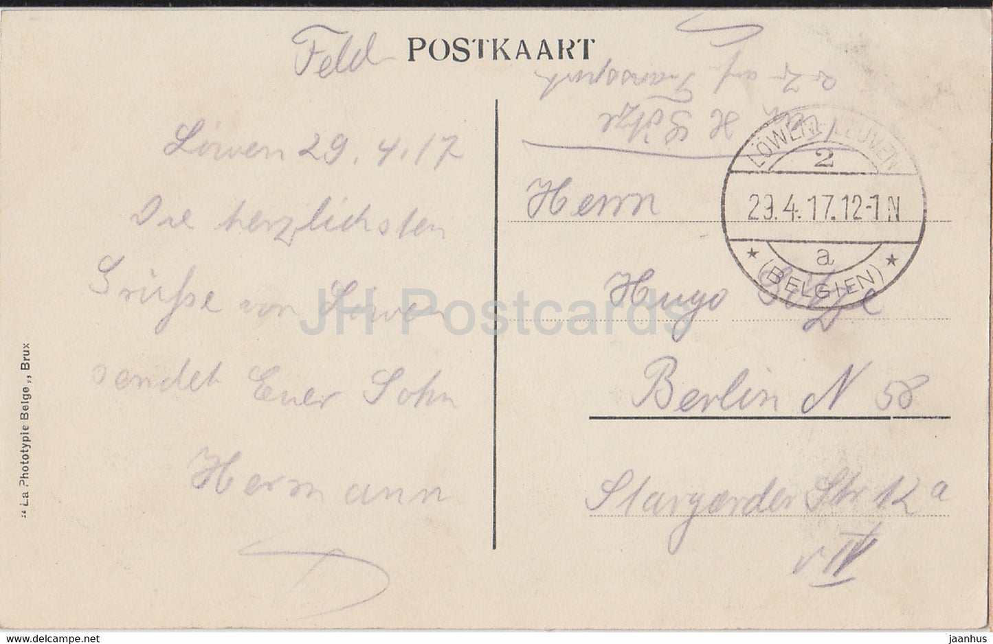 Löwen - Löwen - Panorama - Algemeen Zicht - Feldpost - alte Postkarte - 1917 - Belgien - gebraucht