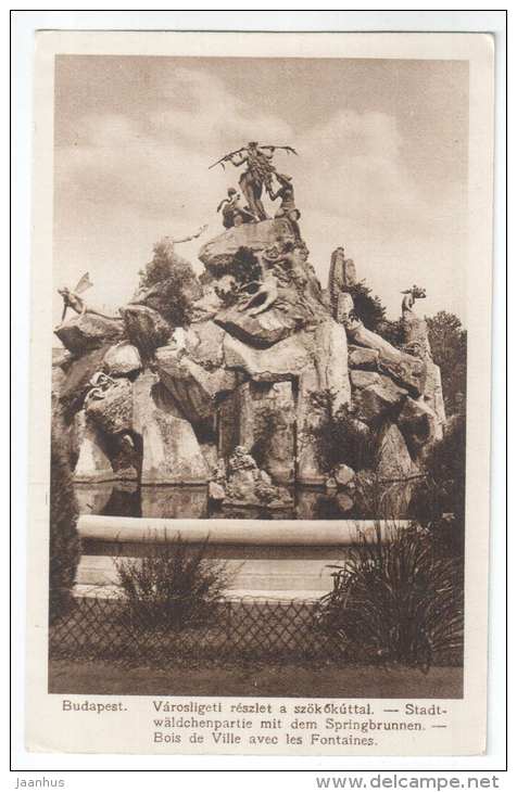 Stadtwäldchenpartie mit dem Springbrunnen - Budapest - Hungary - old postcard - unused - JH Postcards