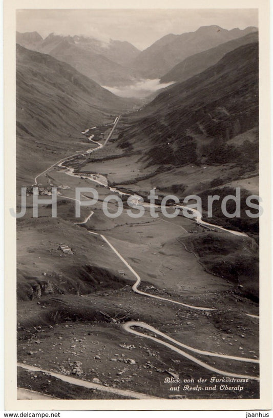Blick von der Furkastrasse auf Realp und Oberalp - 35133 - Switzerland - 1958 - used - JH Postcards