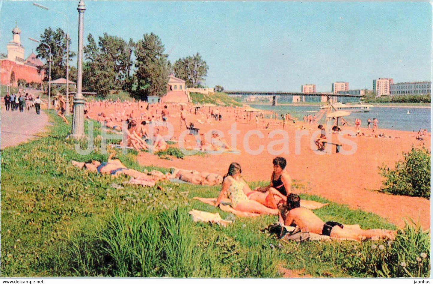 Novgorod - a beach at the Volkhov river - 1974 - Russia USSR - unused - JH Postcards