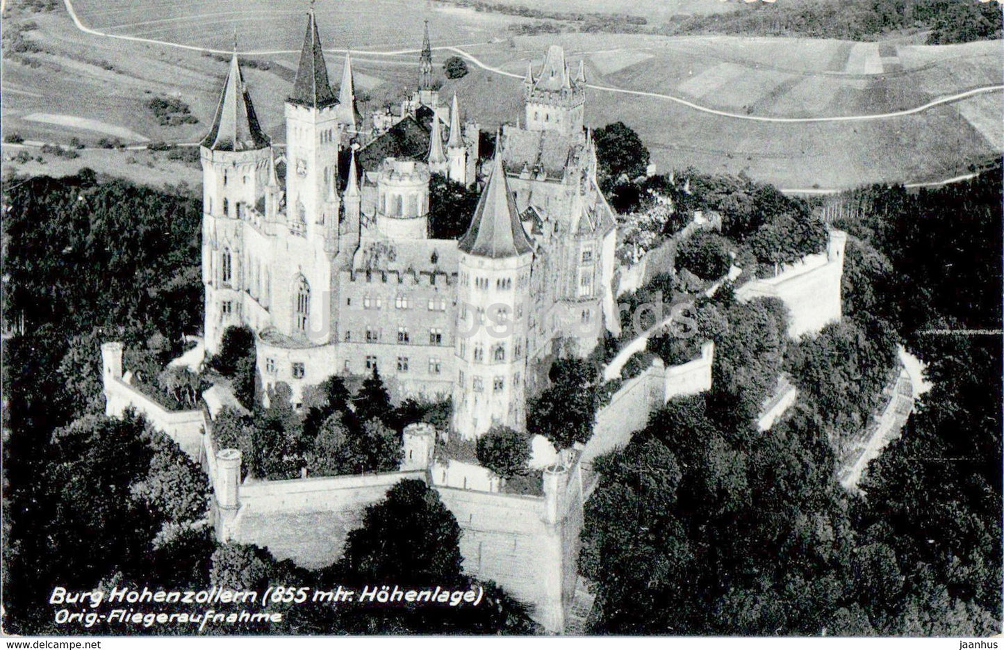 Burg Hohenzollern - Fliegeraufnahme - castle - old postcard - Germany - unused - JH Postcards