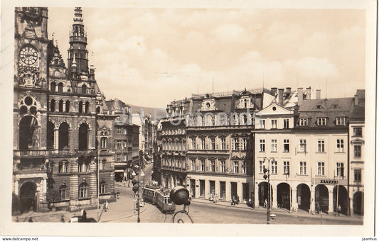 Liberec - Namesti Dr E. Benese - tram - old postcard - 1951 - Czechoslovakia - Czech Republic - used - JH Postcards