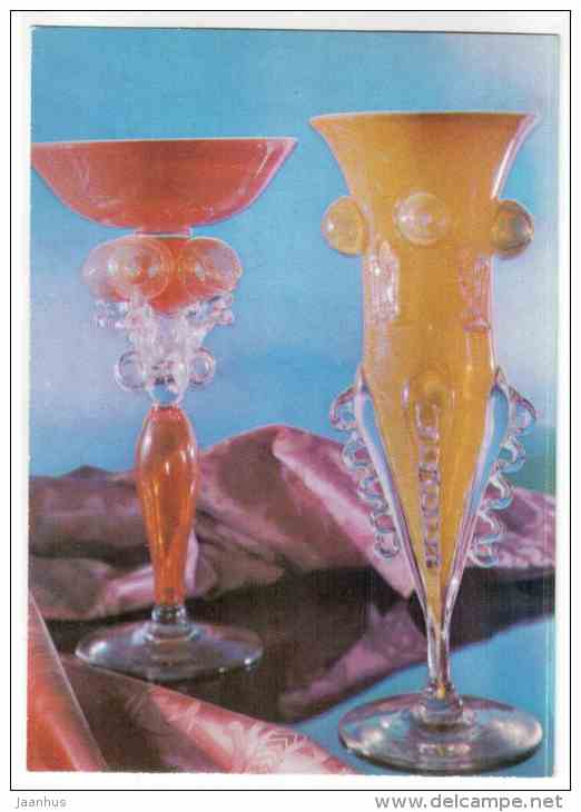 Decorative wine-glasses by B. Chetkov - Glass items - 1973 - Russia USSR - unused - JH Postcards