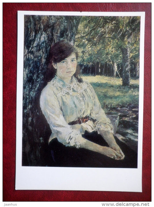 painting by Valentin Serov , Girl in the Sunlight , 1888 - russian art - unused - JH Postcards