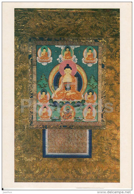 Buddha of Healing - canvas - Tibetan art - Tibet - 1986 - Russia USSR - unused - JH Postcards