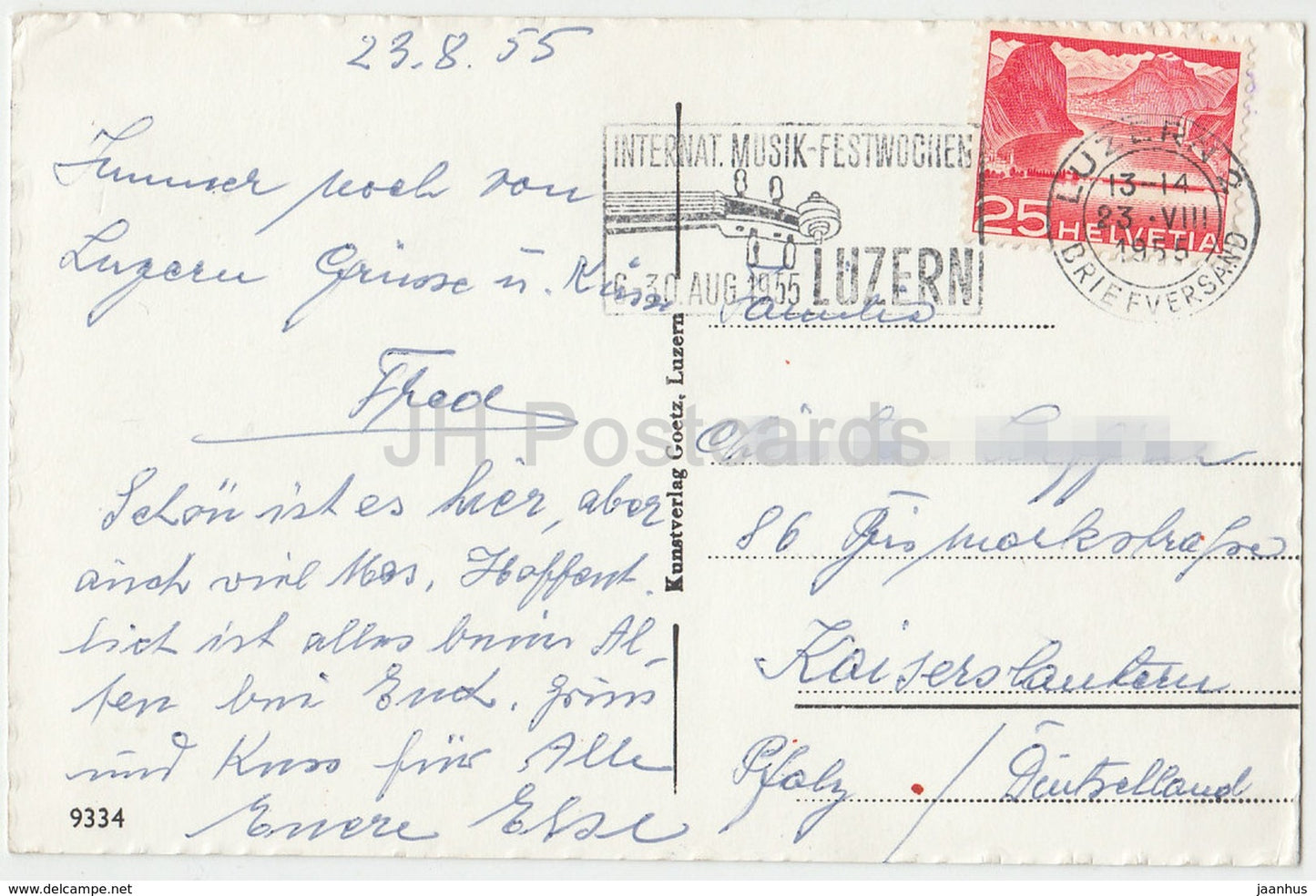 Luzern - Lucerne - Wagenbachbrunnen und Kunsthaus mit Pilatus - 9334 - Suisse - 1955 - occasion