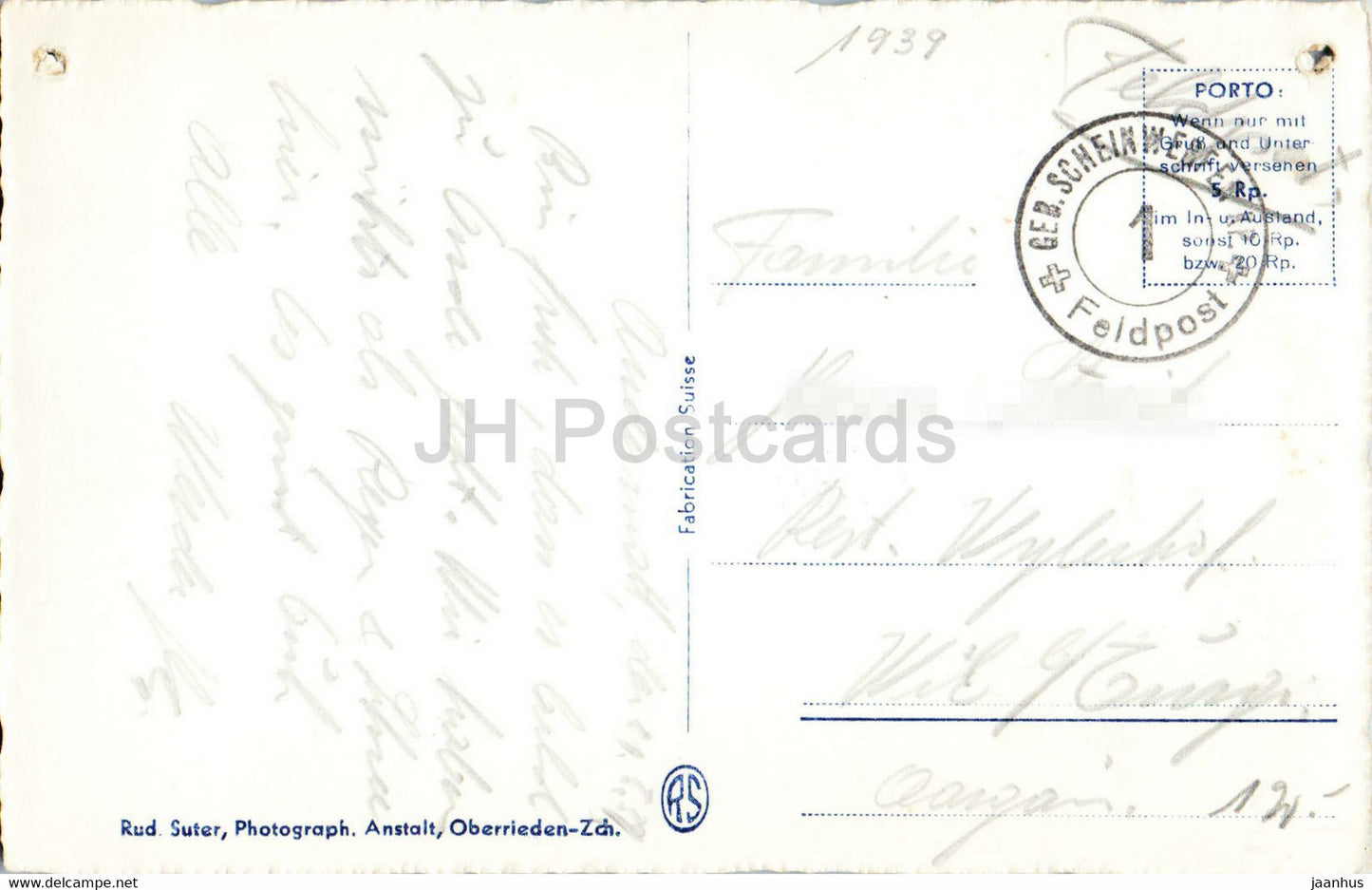 Andermatt - 908 - Feldpost - courrier militaire - carte postale ancienne - 1939 - Suisse - inutilisé