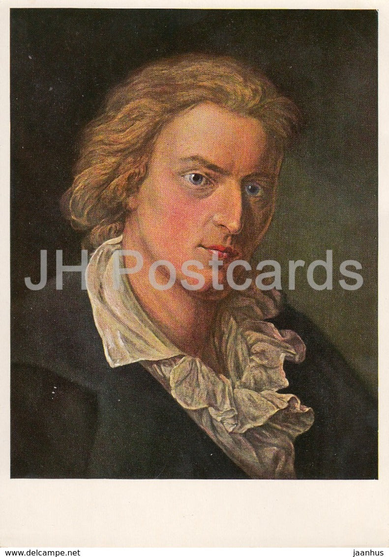 painting by Anton Graff - German writer Friedrich Schliller - Swiss art - Germany DDR - unused - JH Postcards