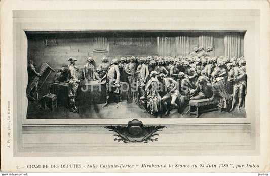 Chambre des Deputes - Salle Casimir Perier - Mirabeau a la Seance du 23 Juin 1789 - old postcard - 1915 - France - used - JH Postcards