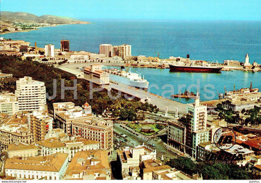 Malaga - Vista parcial - Partial view - port - ship - 111 - Spain - unused - JH Postcards