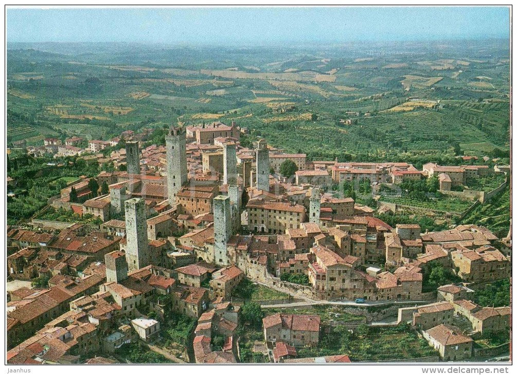 panorama dall`aereo - Città di San Gimignano - Siena - Toscana - 53037 - 12130 - Italia - Italy - unused - JH Postcards