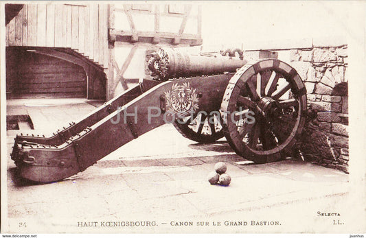Haut Koenigsbourg - Canon sur le Grand Bastion - military - cannon - 34 - old postcard - 1921 - France - used - JH Postcards