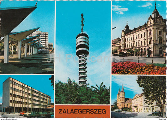 Zalaegerszeg - architecture - TV Tower - multiview - 1978 - Hungary - used - JH Postcards