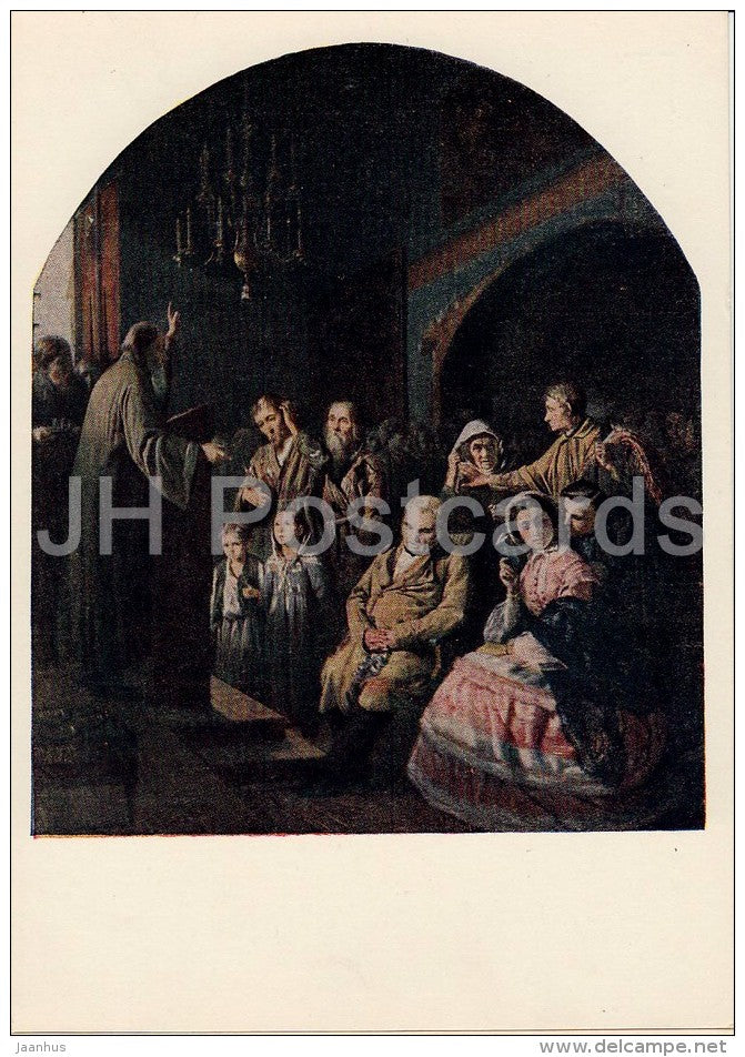 painting by V. Perov - Preaching in the Village , 1861 - Russian art - 1955 - Russia USSR - unused - JH Postcards