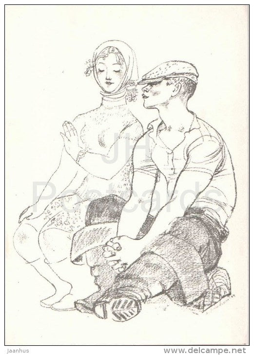 lithography by A. Yakobson - Date , 1964 - russian art - unused - JH Postcards