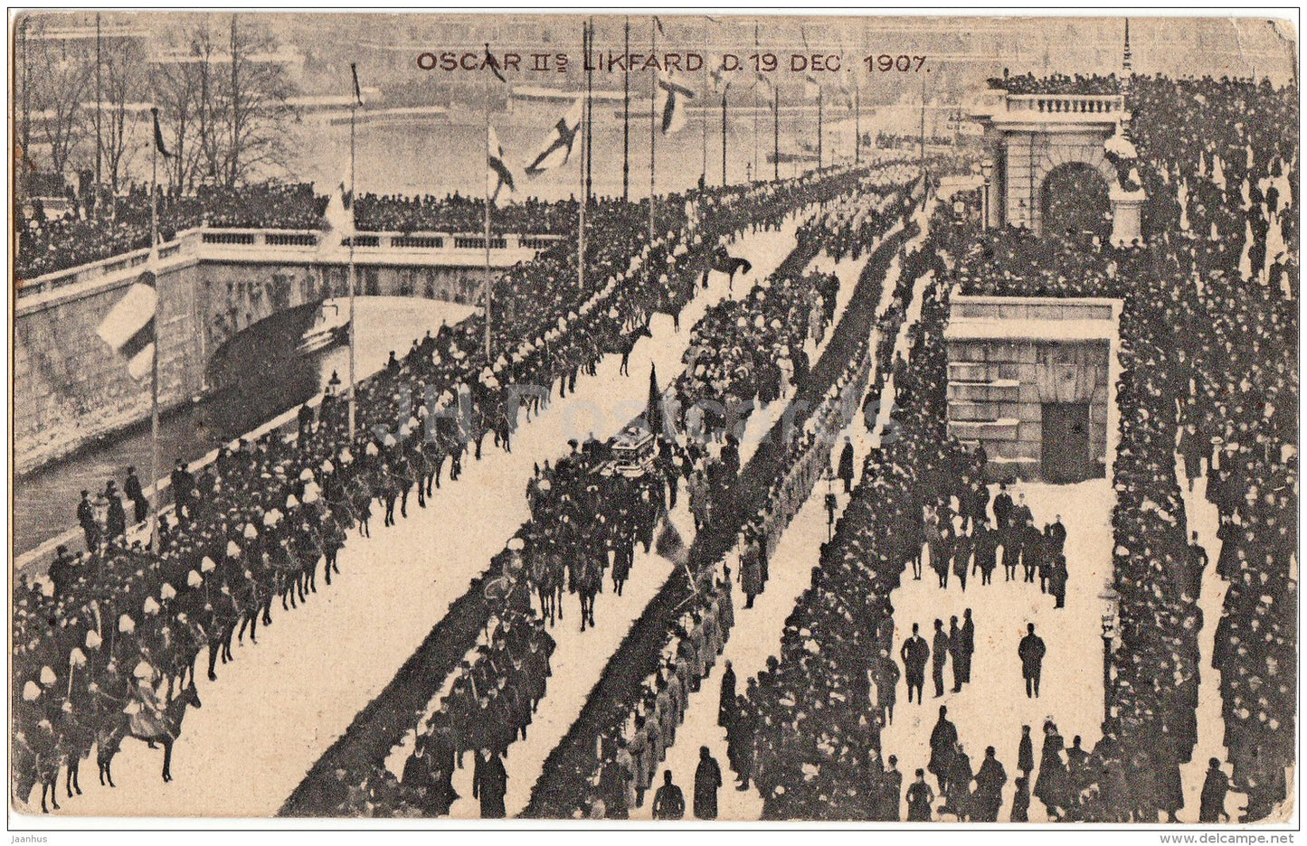 Oscar II likfard 1907 - Oscar II of Sweden funeral procession - old postcard - Sweden - unused - JH Postcards