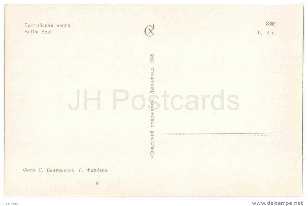 Baltic Seal - Leningrad Zoo - 1968 - Russia USSR - unused - JH Postcards