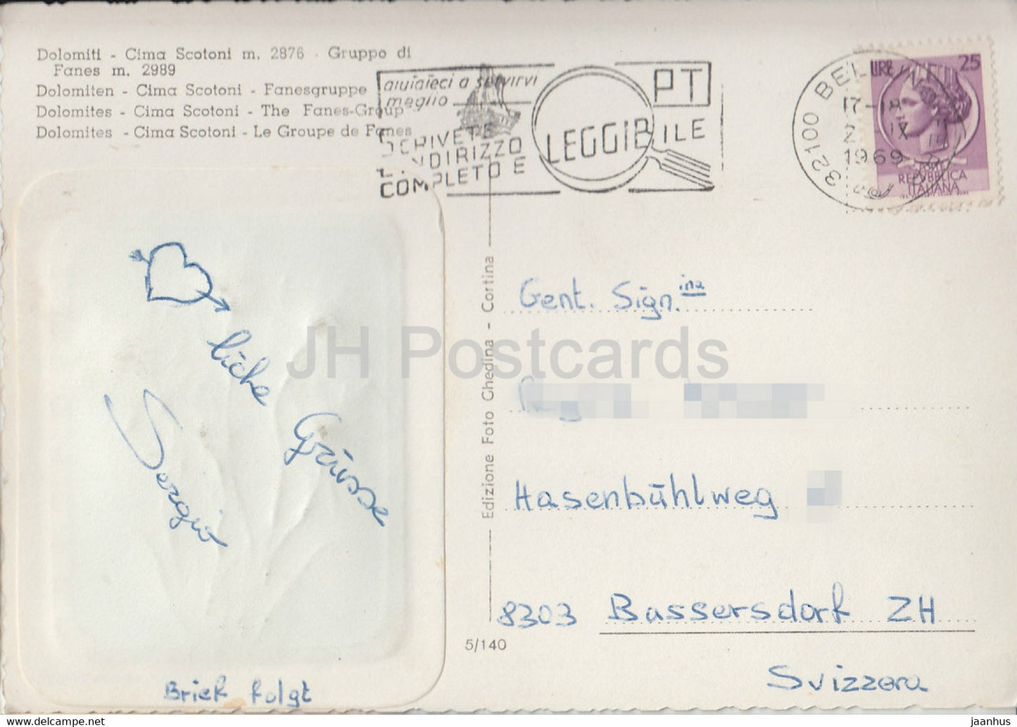 Dolomiti - Cima Scotoni 2876 m - Gruppo di Fanes 2989 m - Dolomites - Edelweiss flower - 1969 - Italy - Italia - used