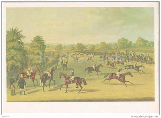 drawing by Charles Hunt - Epsom . Preparation for Start - english art - unused - JH Postcards