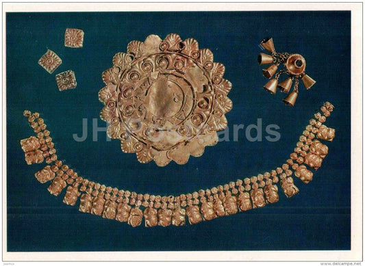costume plaques , roundel , pendant , necklace - Akhalgori - Ancient Jewellery Ornaments - 1978 - Russia USSR - unused - JH Postcards
