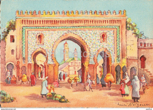 Fez - Bab Bougeloud - illustration by Henri Noizeux - Morocco - unused - JH Postcards
