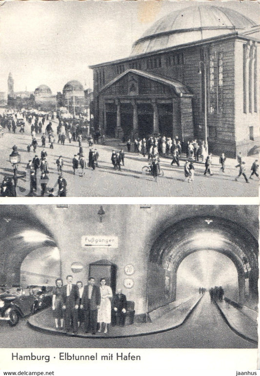Hamburg - Elbtunnel mit Hafen - old postcard - 1960 - Germany - used - JH Postcards