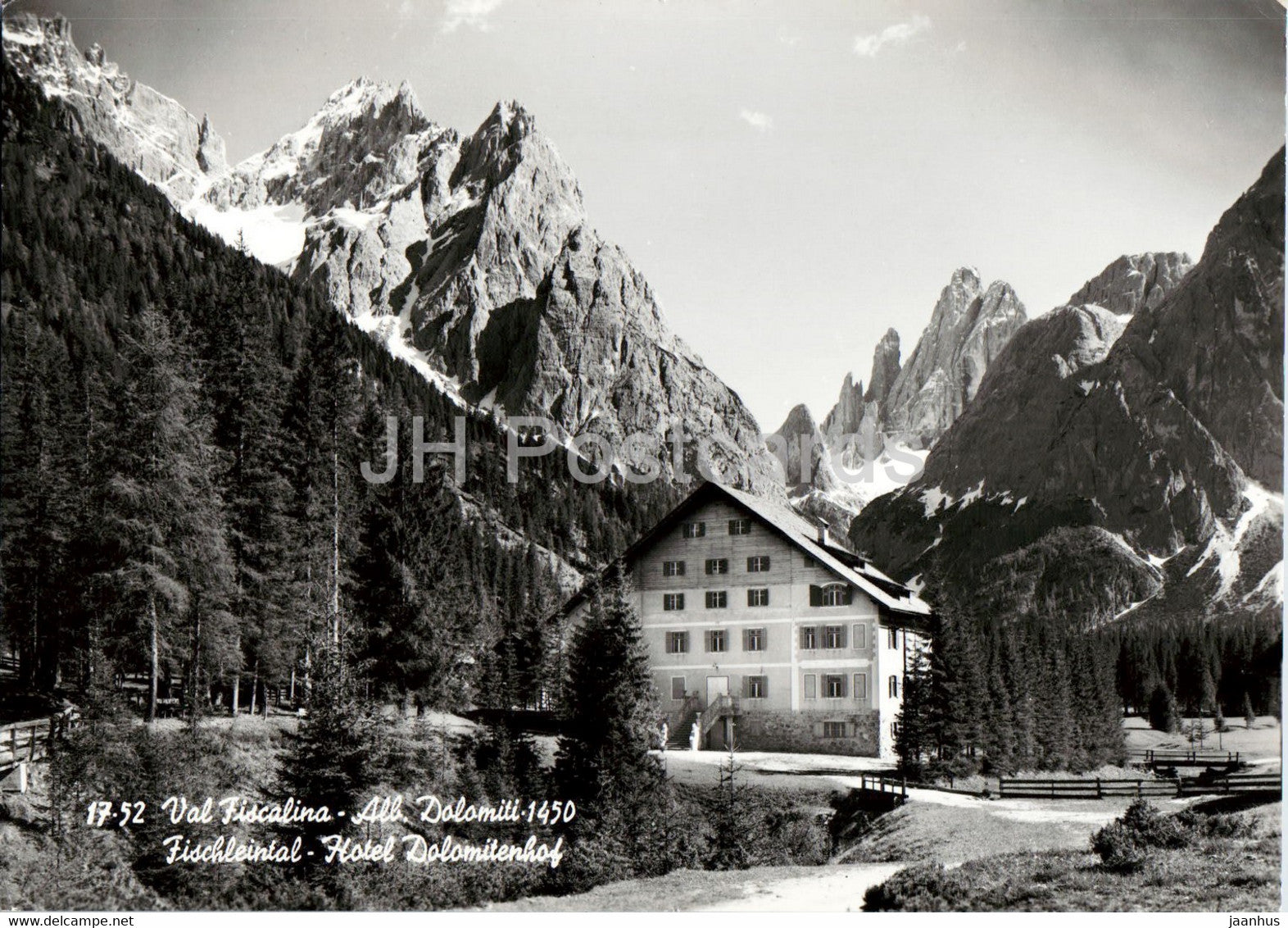 Val Fiscalina 1454 m - Alb Dolomiti - Fischleintal - Hotel Dolomitenhof - 1966 - Italy - used - JH Postcards