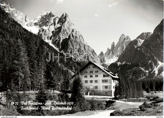 Val Fiscalina 1454 m - Alb Dolomiti - Fischleintal - Hotel Dolomitenhof - 1966 - Italy - used - JH Postcards