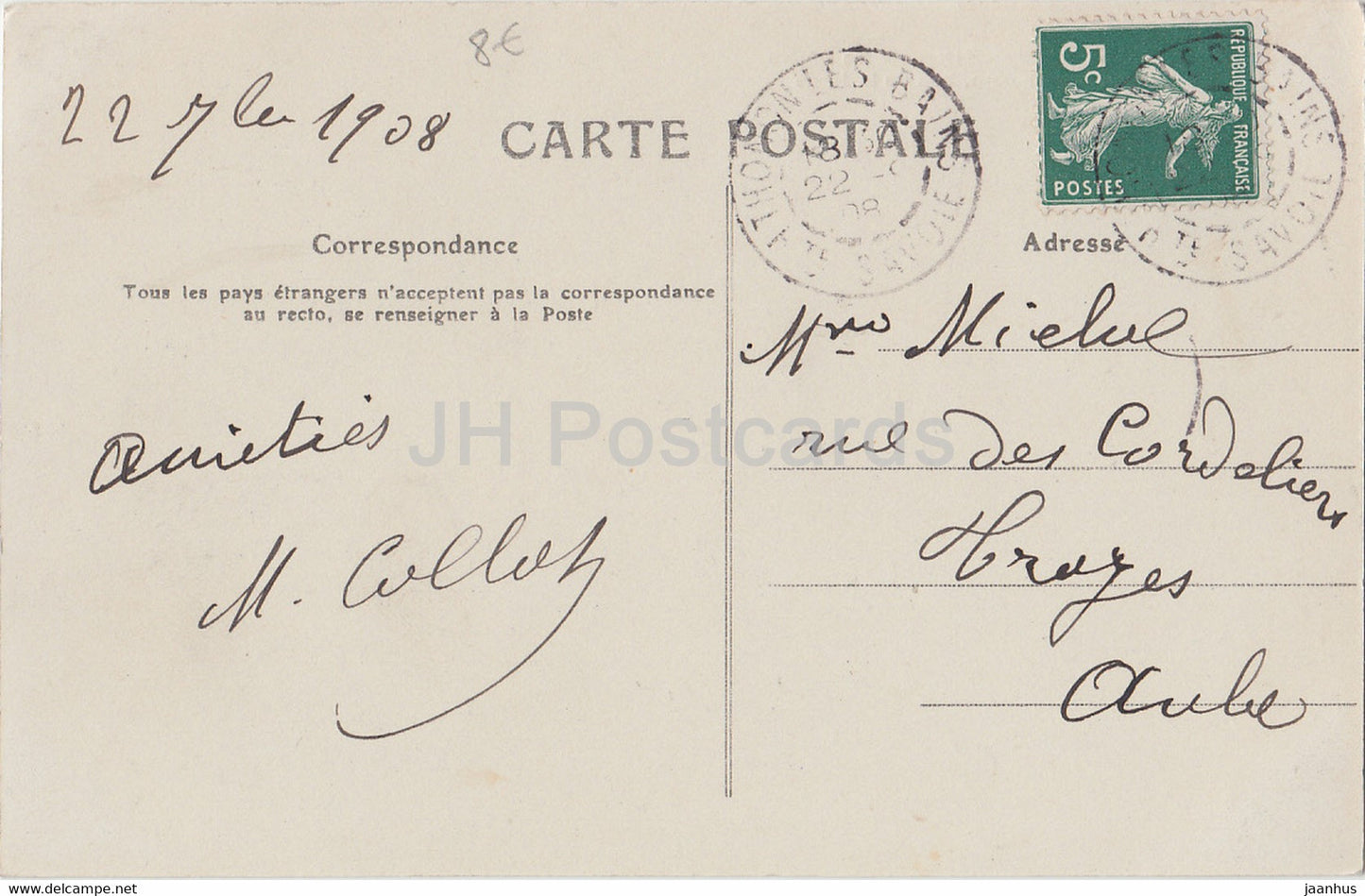 Thonon les Bains - Rives sous Thonon - Vue de la Jetee - Schiff - Boot - Dampfer - 94 - alte Postkarte - 1908 Frankreich - gebraucht