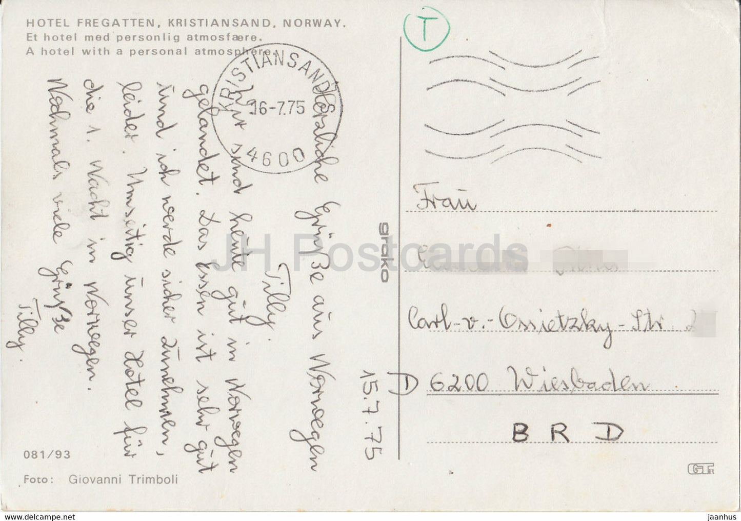 Hotel Fregatten - Kristiansand - Voiture américaine - 1975 - Norvège - d'occasion