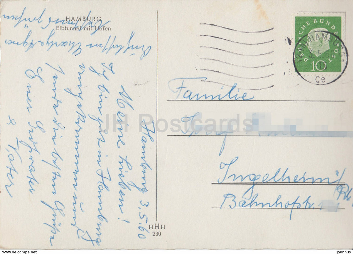 Hamburg - Elbtunnel mit Hafen - old postcard - 1960 - Germany - used