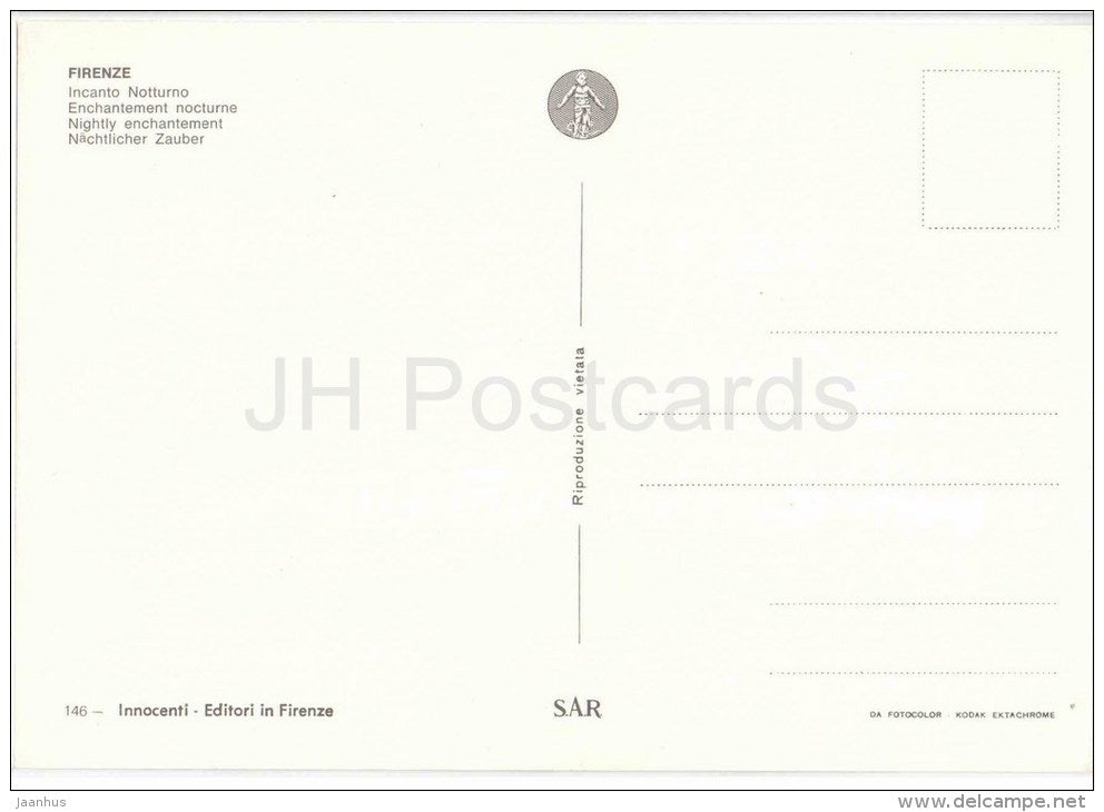 incanto notturno - nightly enchantement - Firenze - Toscana - 146 - Italia - Italy - unused - JH Postcards