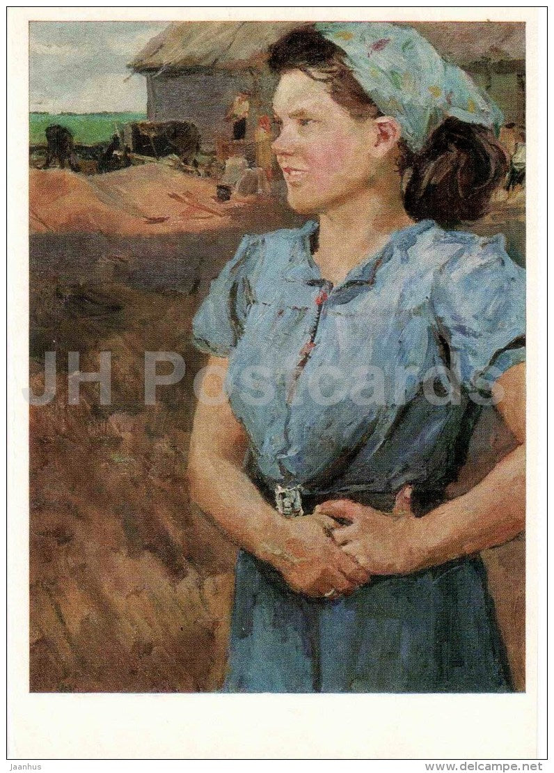 Portrait of A. Plastov - Livestock Weigher , 1957 - worker - Russian art - 1978 - Russia USSR - unused - JH Postcards