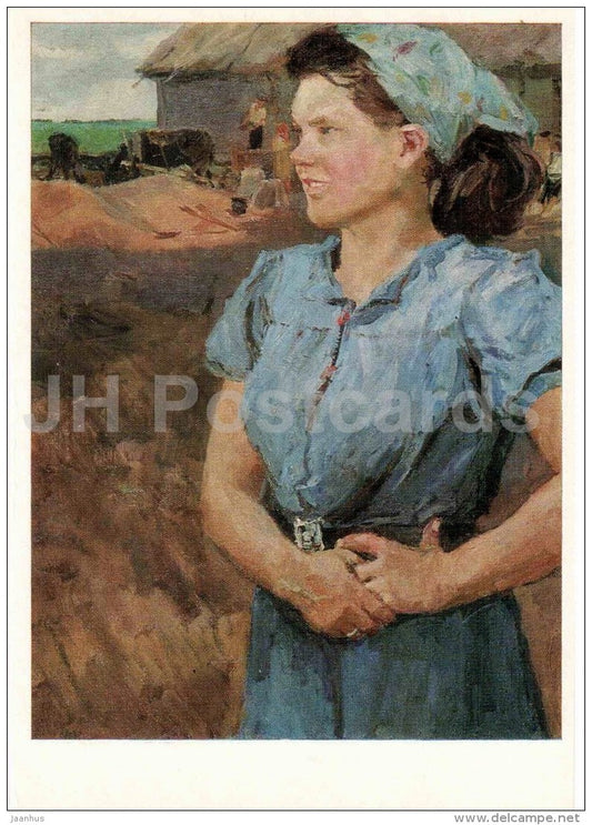 Portrait of A. Plastov - Livestock Weigher , 1957 - worker - Russian art - 1978 - Russia USSR - unused - JH Postcards