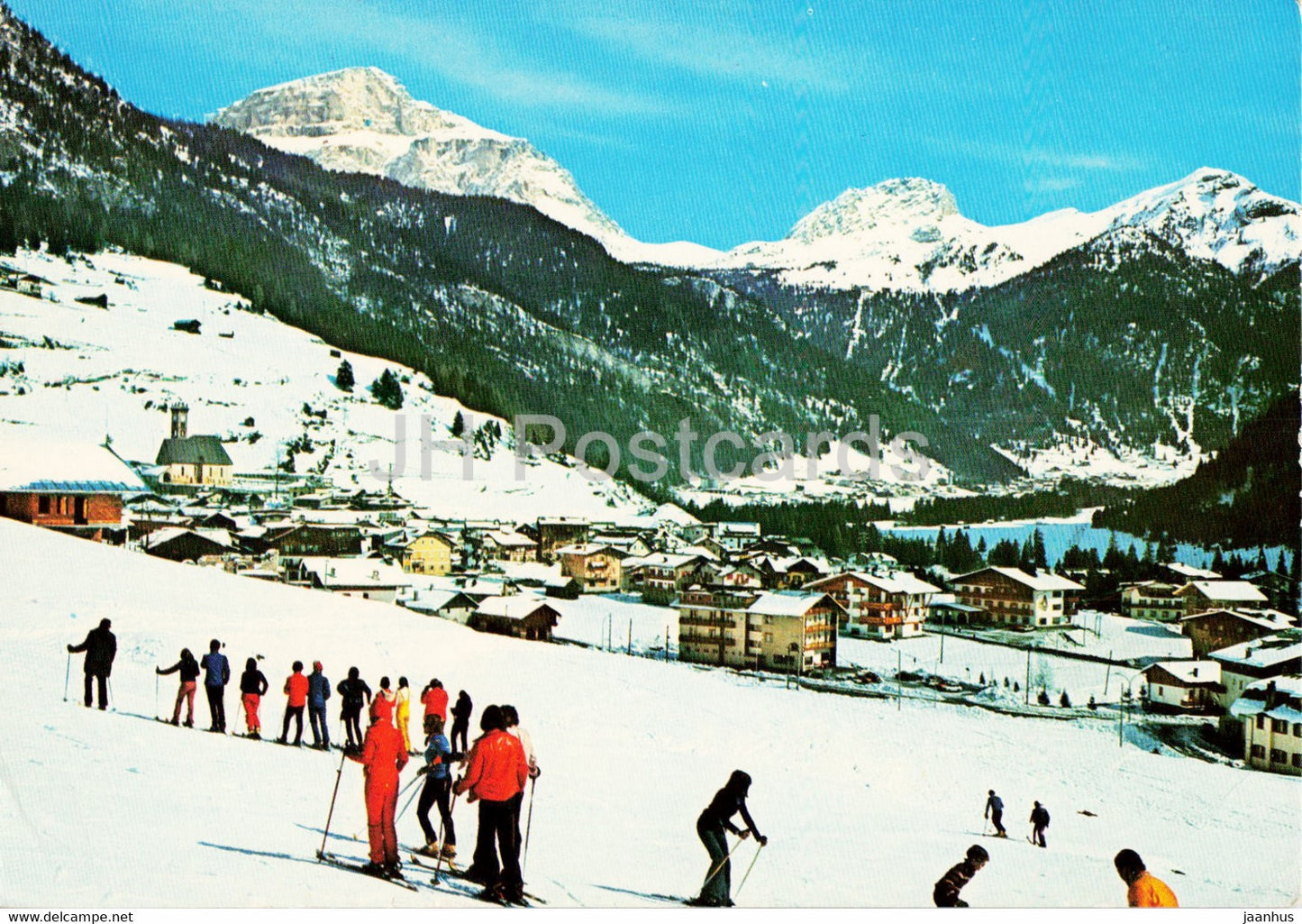 Dolomiti - Campitello di Fassa 1448 m - alpine skiing - 1980 - Italy - used - JH Postcards
