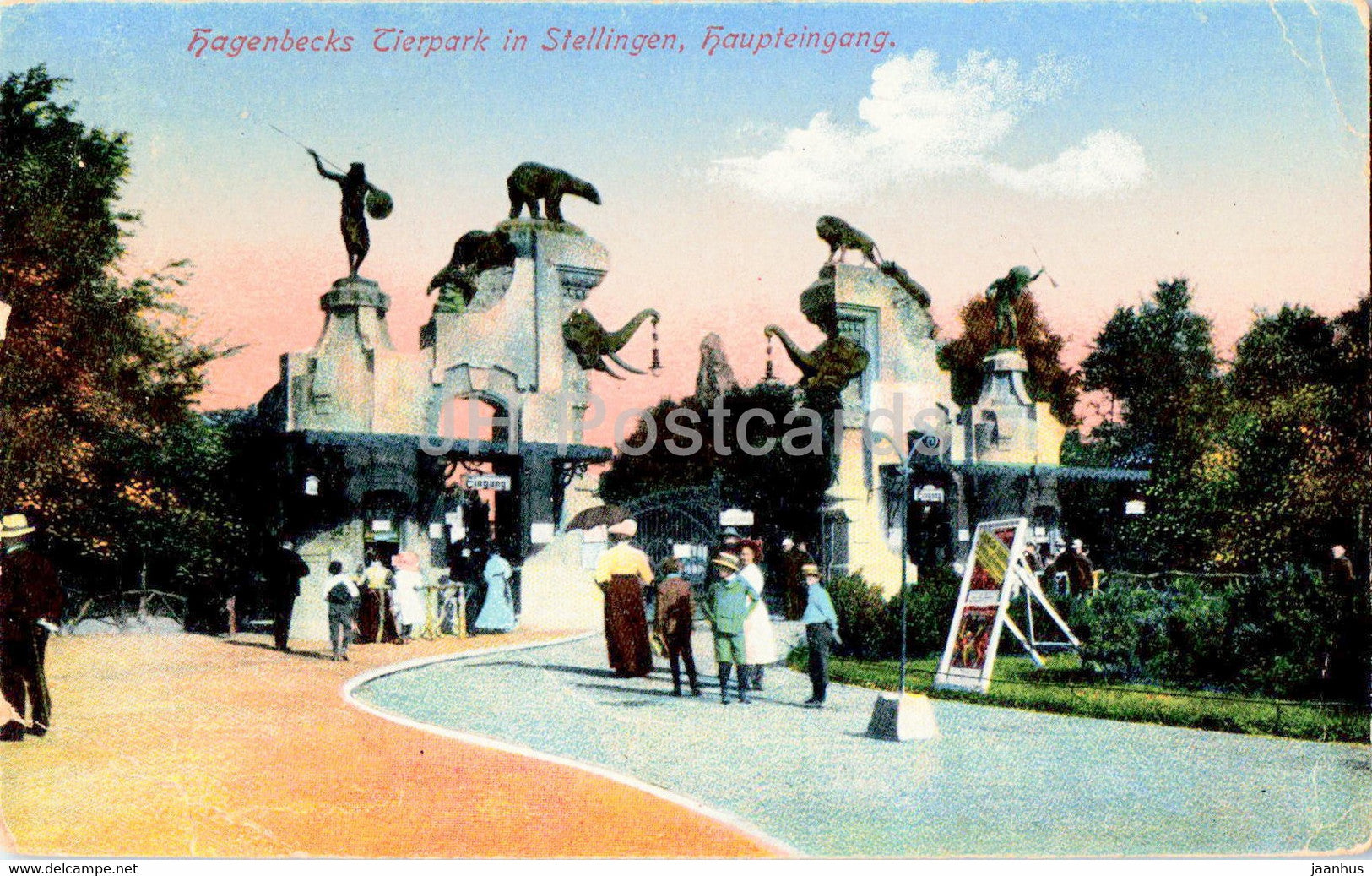 Hamburg - Hagenbecks Tierpark in Stellingen - Haupteingang - 1772 - old postcard - Germany - unused - JH Postcards