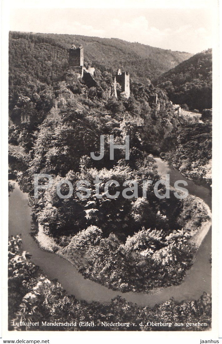 Luftkurort Manderscheid - Niederburg v d Oberburg aus gesehen - old postcard - Germany - unused - JH Postcards