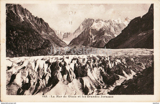 La Mer de Glace et les Grandes Jorasses - 648 - old postcard - 1936 - France - used - JH Postcards