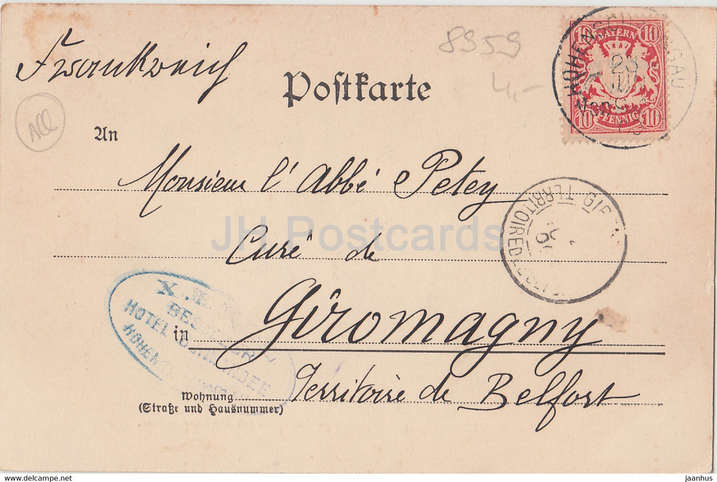 Gruss aus den Bayer Alpen - Neuschwanstein - 84 - old postcard - 1900 - Germany - used