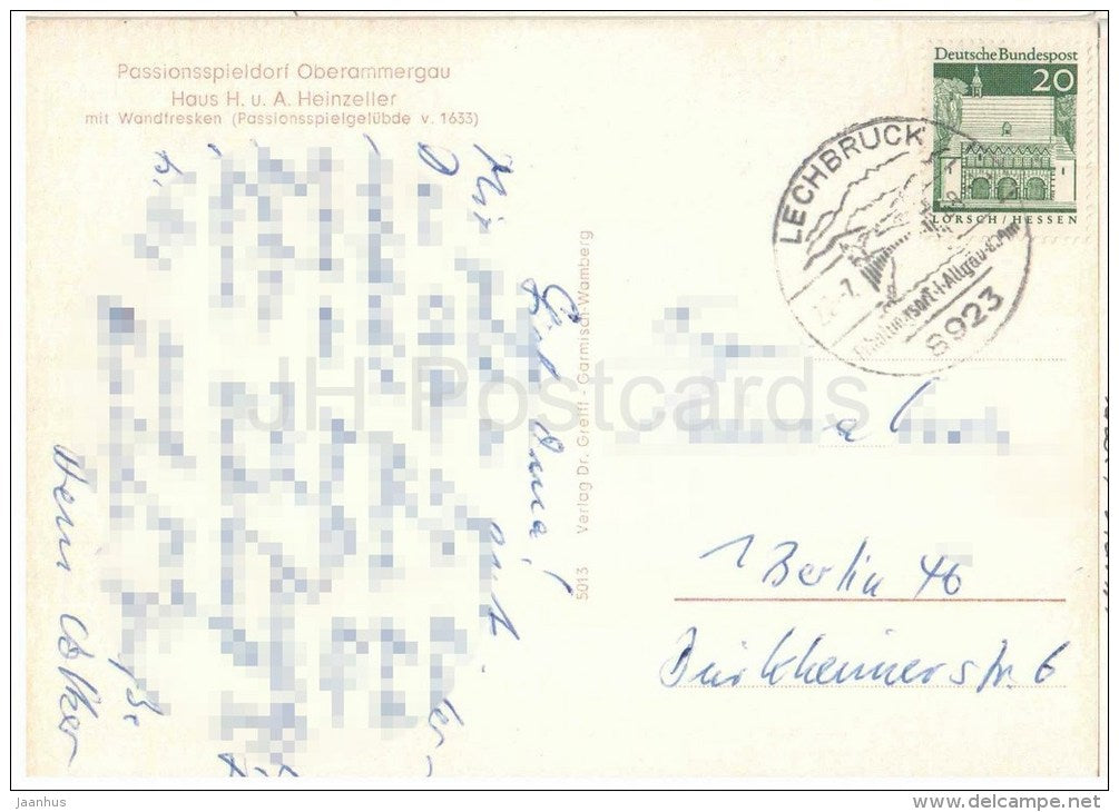 Passionsspieldorf Oberammergau - Haus H. u. A. Heinzeller mit Wandfresken - Germany - 1968 gelaufen - JH Postcards