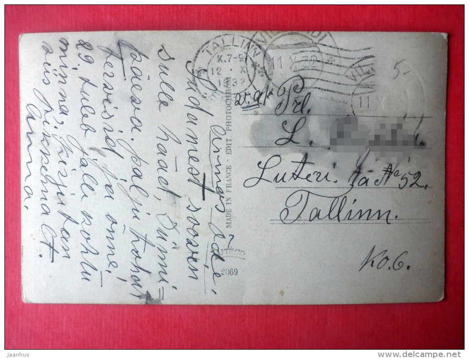 woman - lady - flowers - Lutece 2069 - France - circulated in Estonia Tallinn Viljandi 1932 - JH Postcards