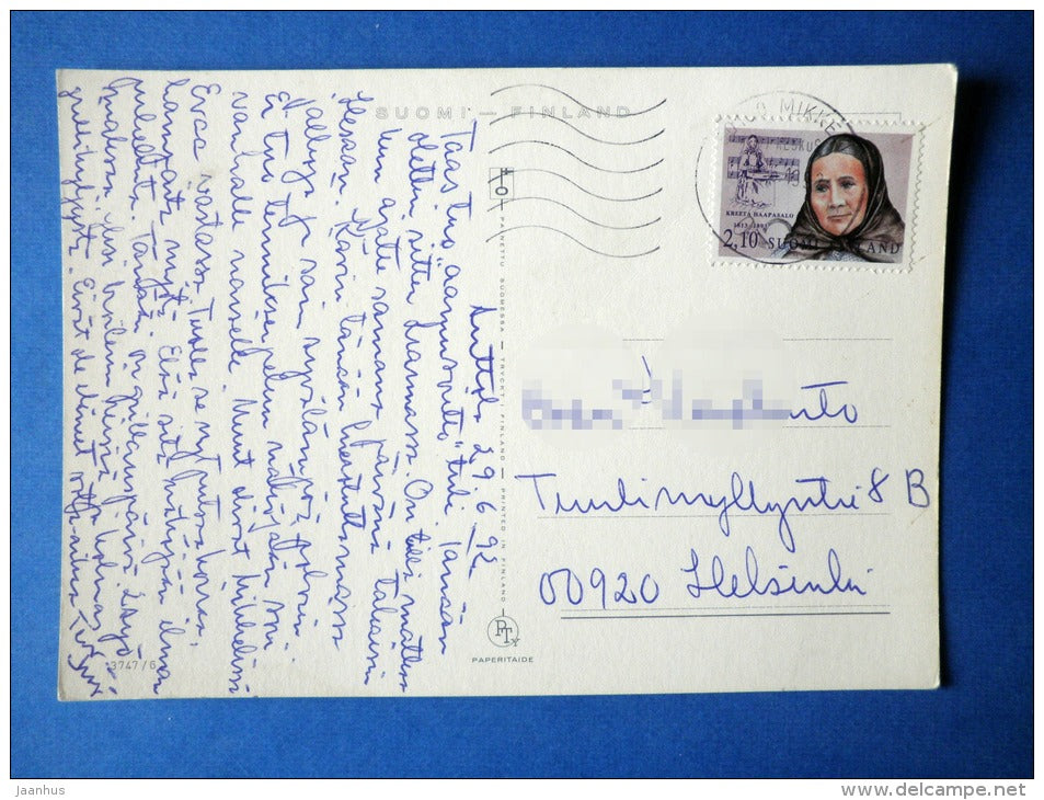 country house - well - Kreeta Haapsalo , finnish singer - circulated in Finland 1992 , Mikkeli - Finland - used - JH Postcards