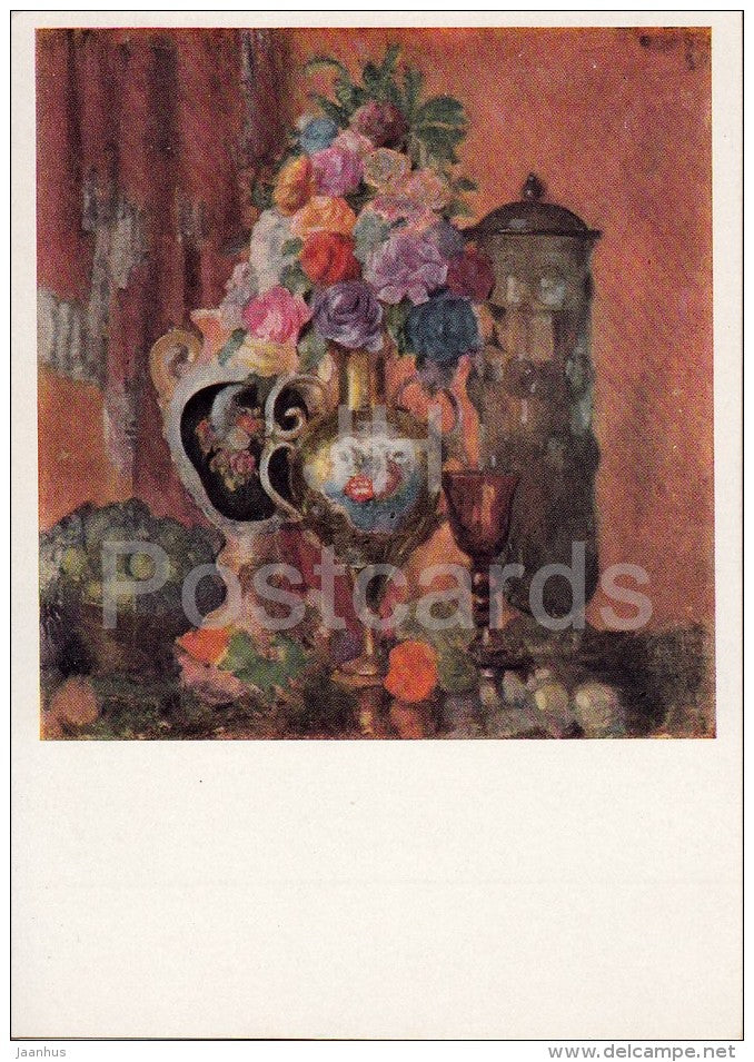 painting by N. Sapunov - Still Life - flowers - vase - Russian art - 1965 - Russia USSR - unused - JH Postcards