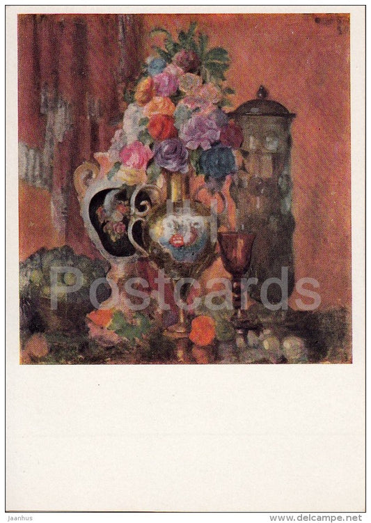 painting by N. Sapunov - Still Life - flowers - vase - Russian art - 1965 - Russia USSR - unused - JH Postcards