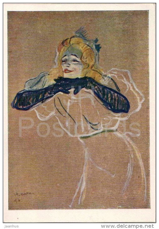 painting by Henri de Toulouse-Lautrec - The singer Yvette Guilbert , 1894 - french art - unused - JH Postcards