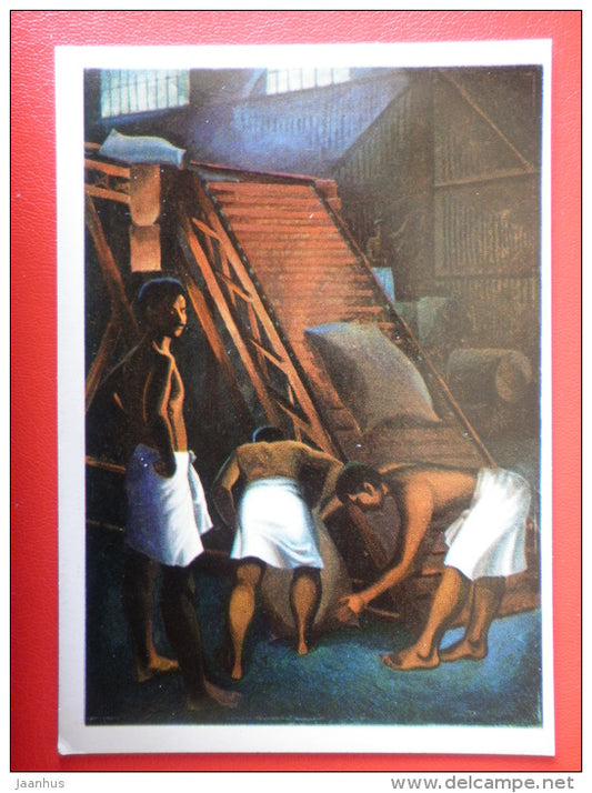 painting by V. Vladykin . In the Sugar Factory . Sri Lanka - russian art - unused - JH Postcards