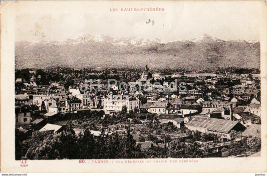 Tarbes - Vue Generale et Chaine de Pyrenees - 80 - old postcard - France - used - JH Postcards