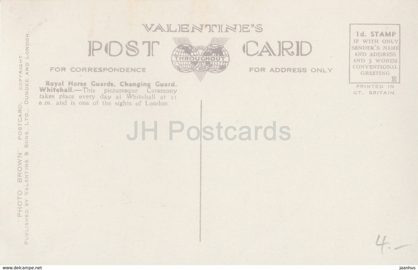 London - Royal Horse Guards - Changing Guard - Whitehall - 72306 - old postcard - England - United Kingdom - unused