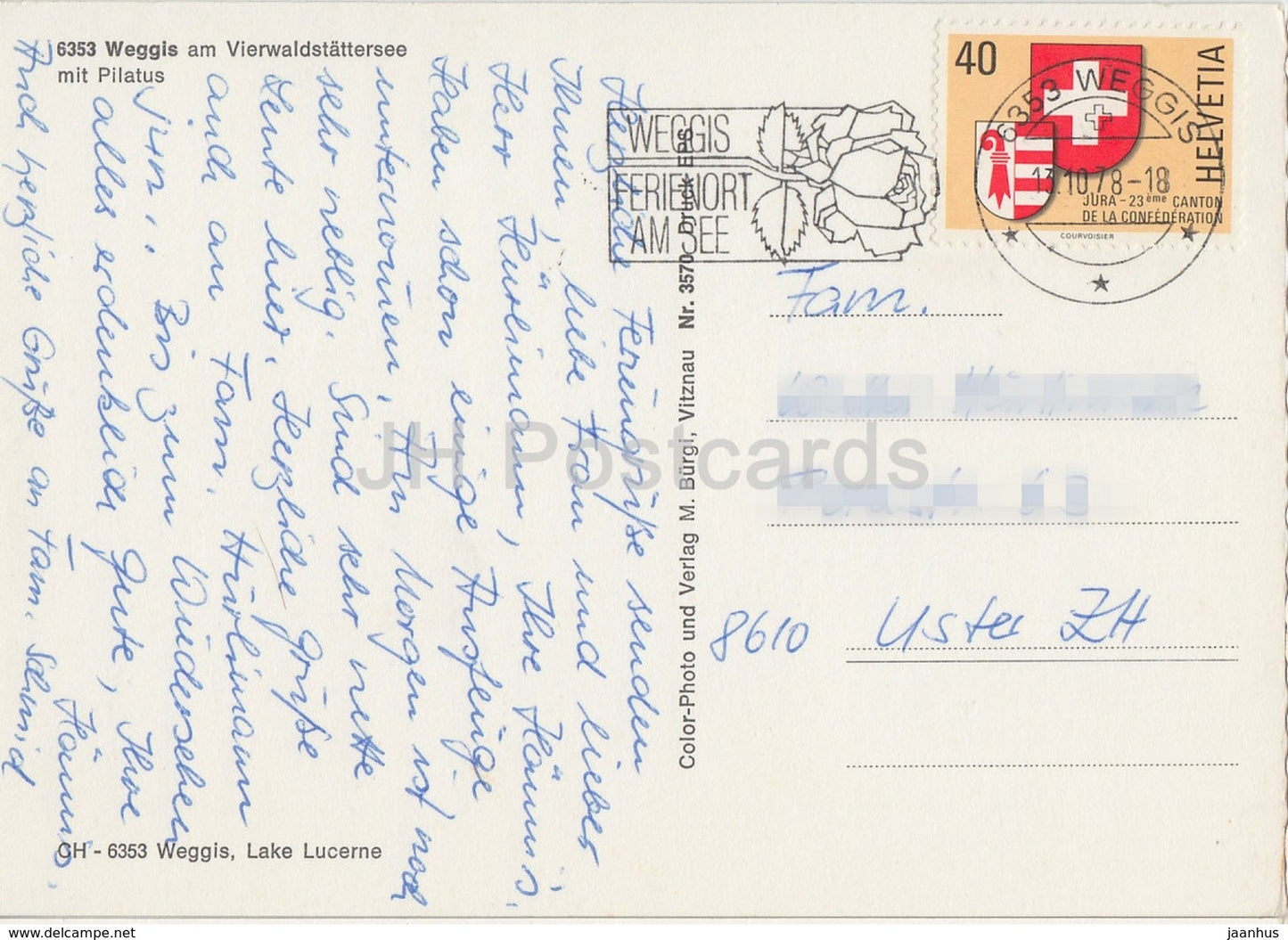 Weggis am Vierwaldstattersee mit Pilatus - ship - steamer - 1978 - Switzerland - used